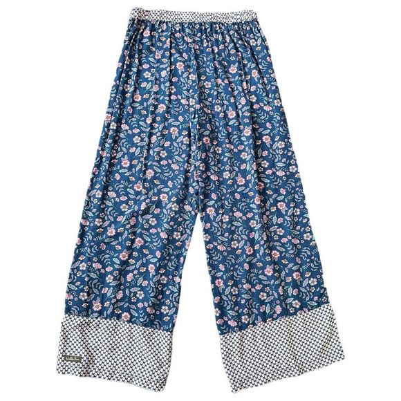 Matilda Jane Size M Blue Floral A Day Off Wide Leg Pants FLAWED - Picture 12 of 13